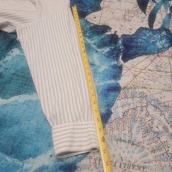 Faconnable Jeans Long Sleeve Button Up Shirt, Size Large, White with Stripes - Picture 10 of 10